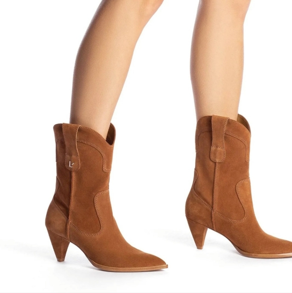 LARROUDE THELMA Brown Suede Western Boots, SIZE 10 - Picture 2 of 8
